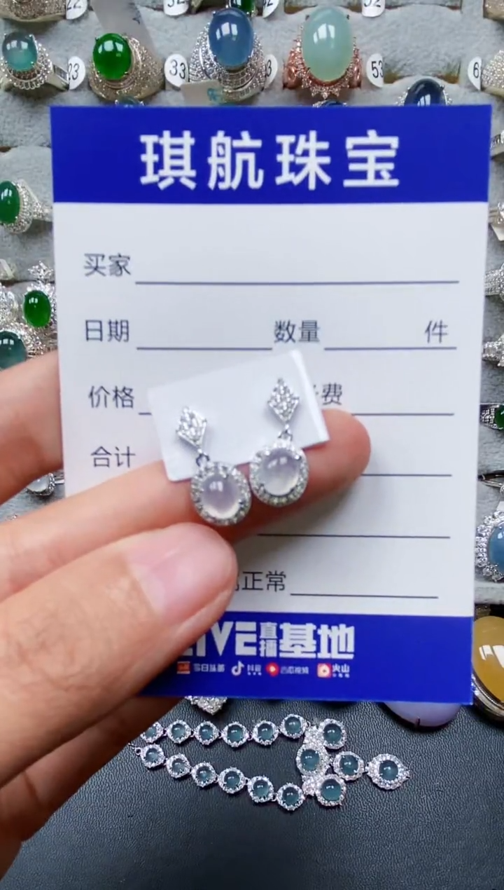 【闪购商品】翡翠耳饰银S925镶嵌0235