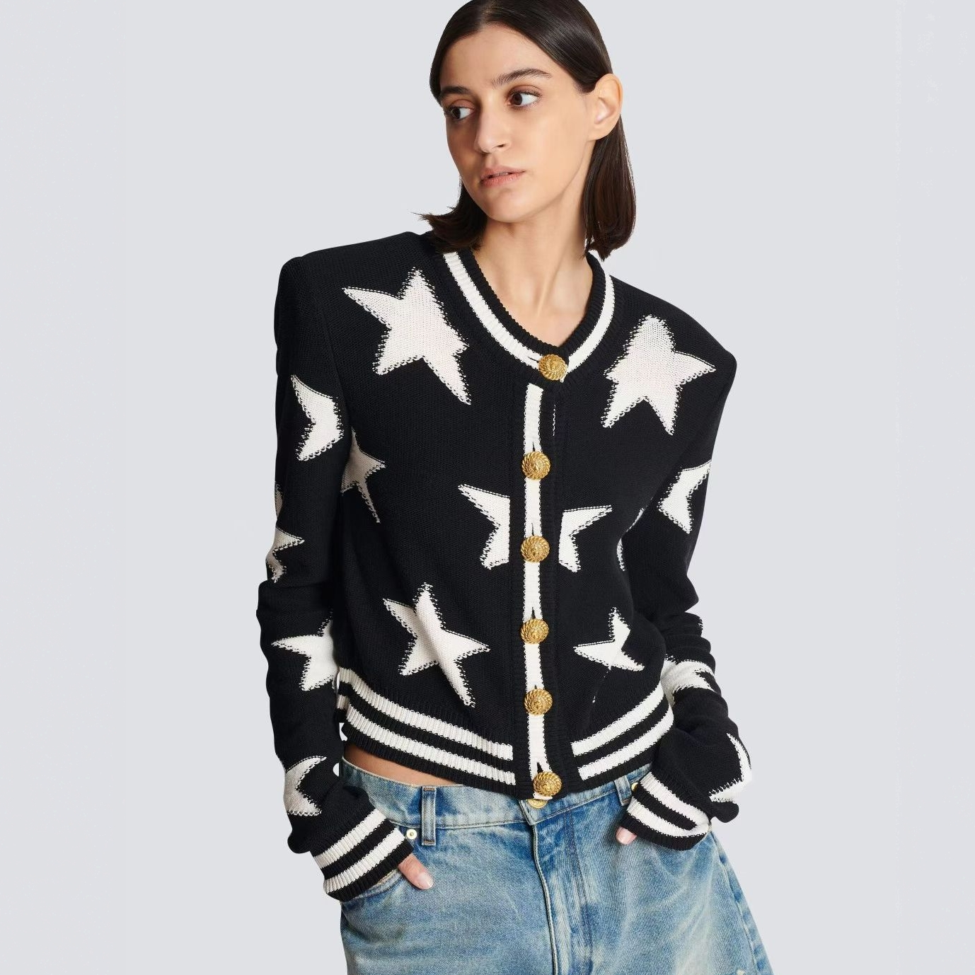 巴曼经典版型五角星精致百搭外套2422