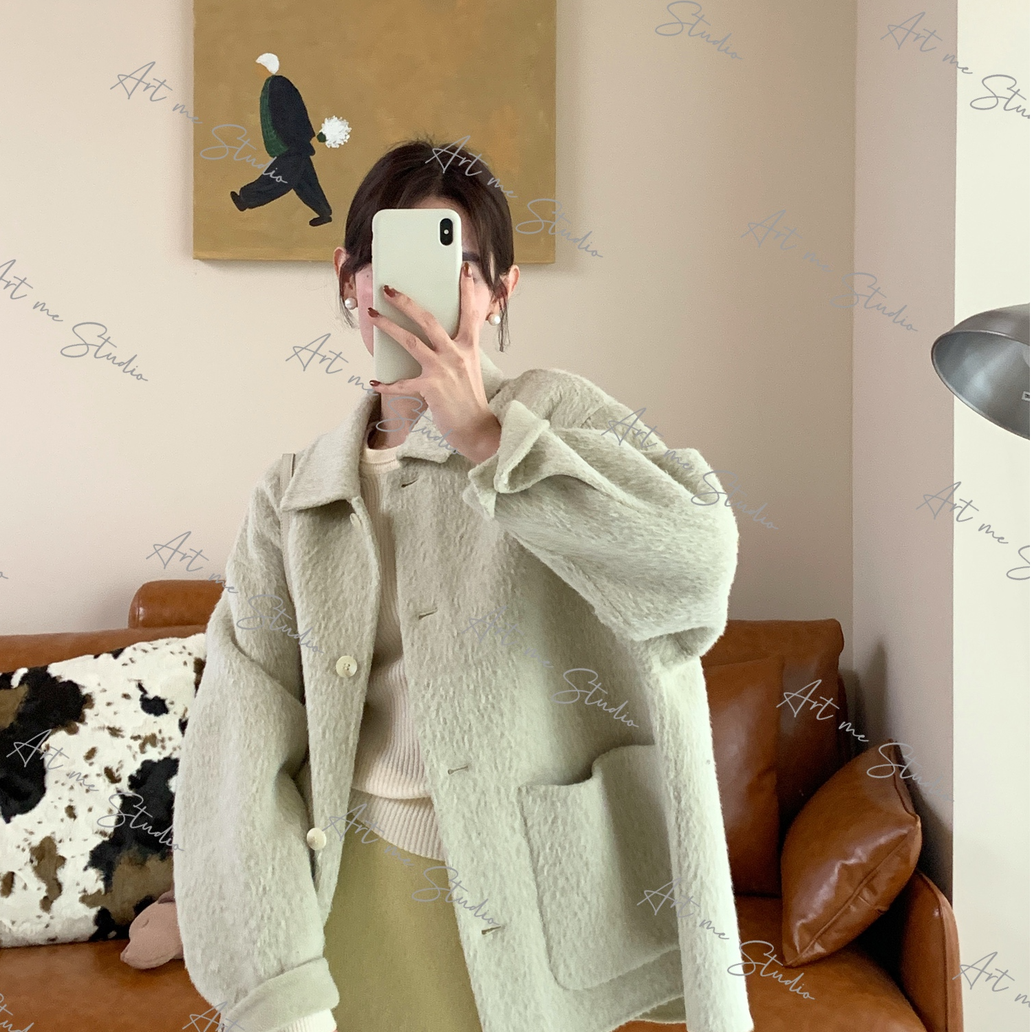 3姐【ART ME】苏力羊毛混纺慵懒廓形两色外套 1223w24330