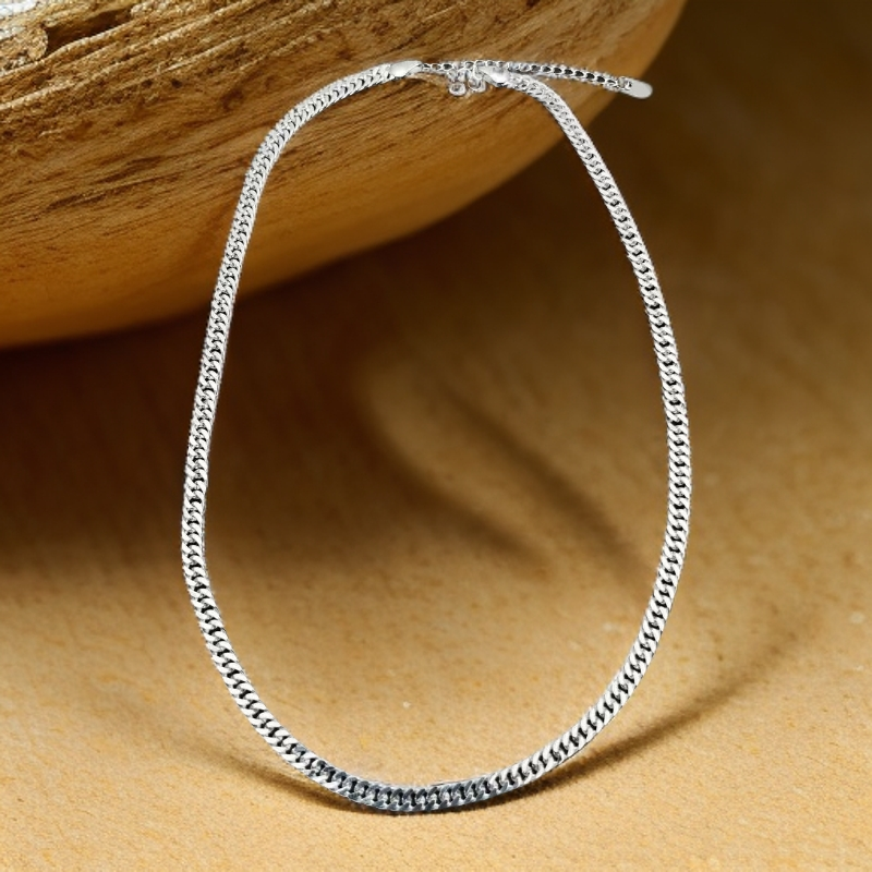 链子足银 古巴百搭时尚优雅项链