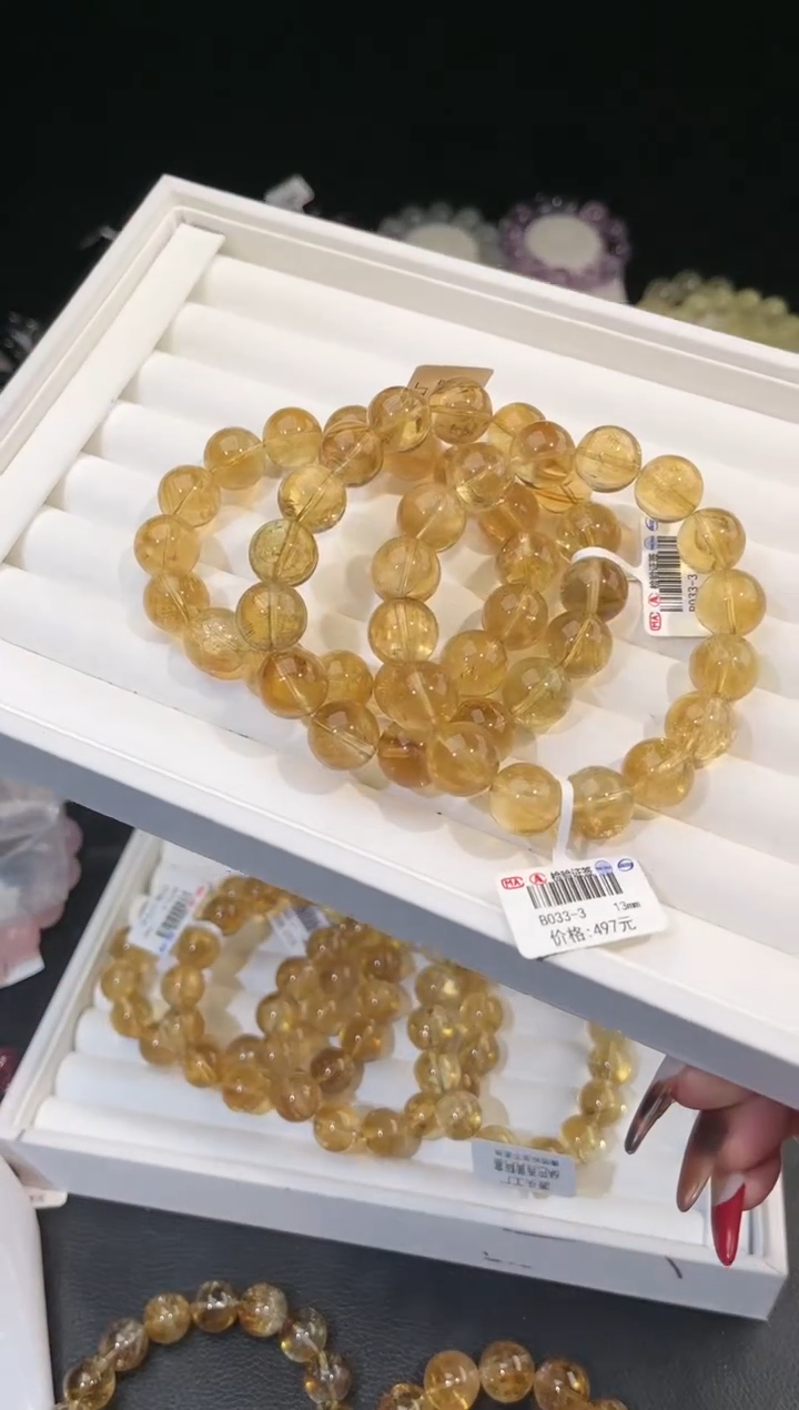 【闪购商品】水晶手链未镶嵌多样性发一黄阿赛13mm