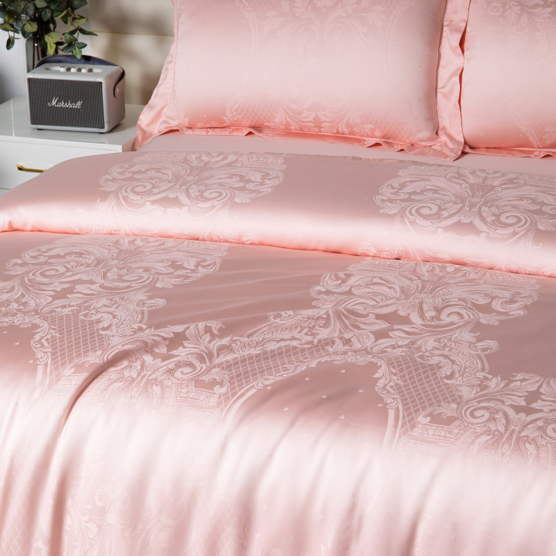 【刘总轻奢】色织臻丝棉提花四件套-娜维莱特-粉