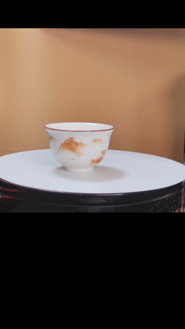 【闪购商品】主人杯矾红彩绘碗口主人杯礼盒装