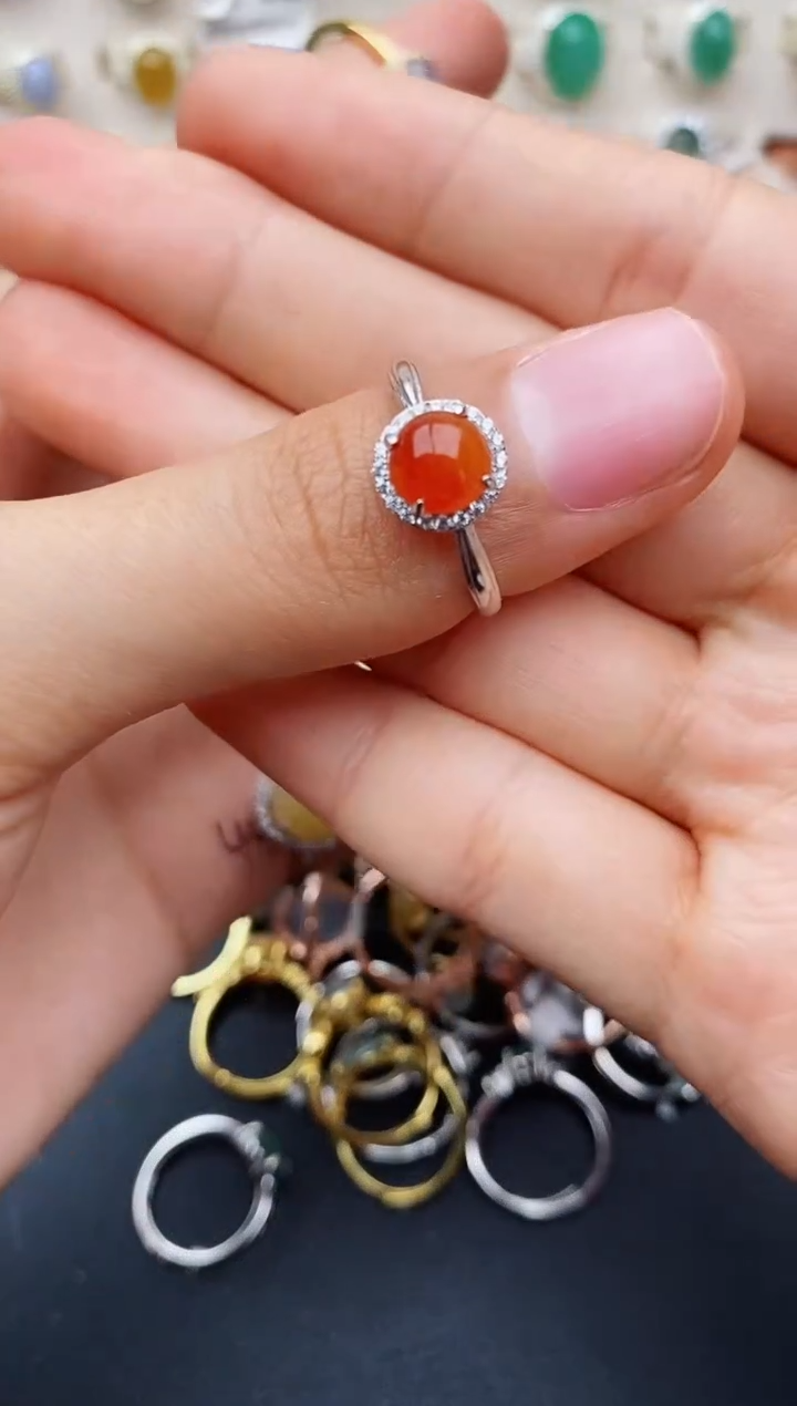 【闪购商品】翡翠戒指银S925镶嵌缅甸翡翠