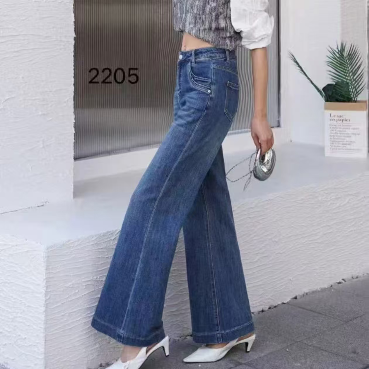 2205#(裤长100左右）2025秋冬新款微喇女牛仔高腰显瘦阔腿鱼尾裤