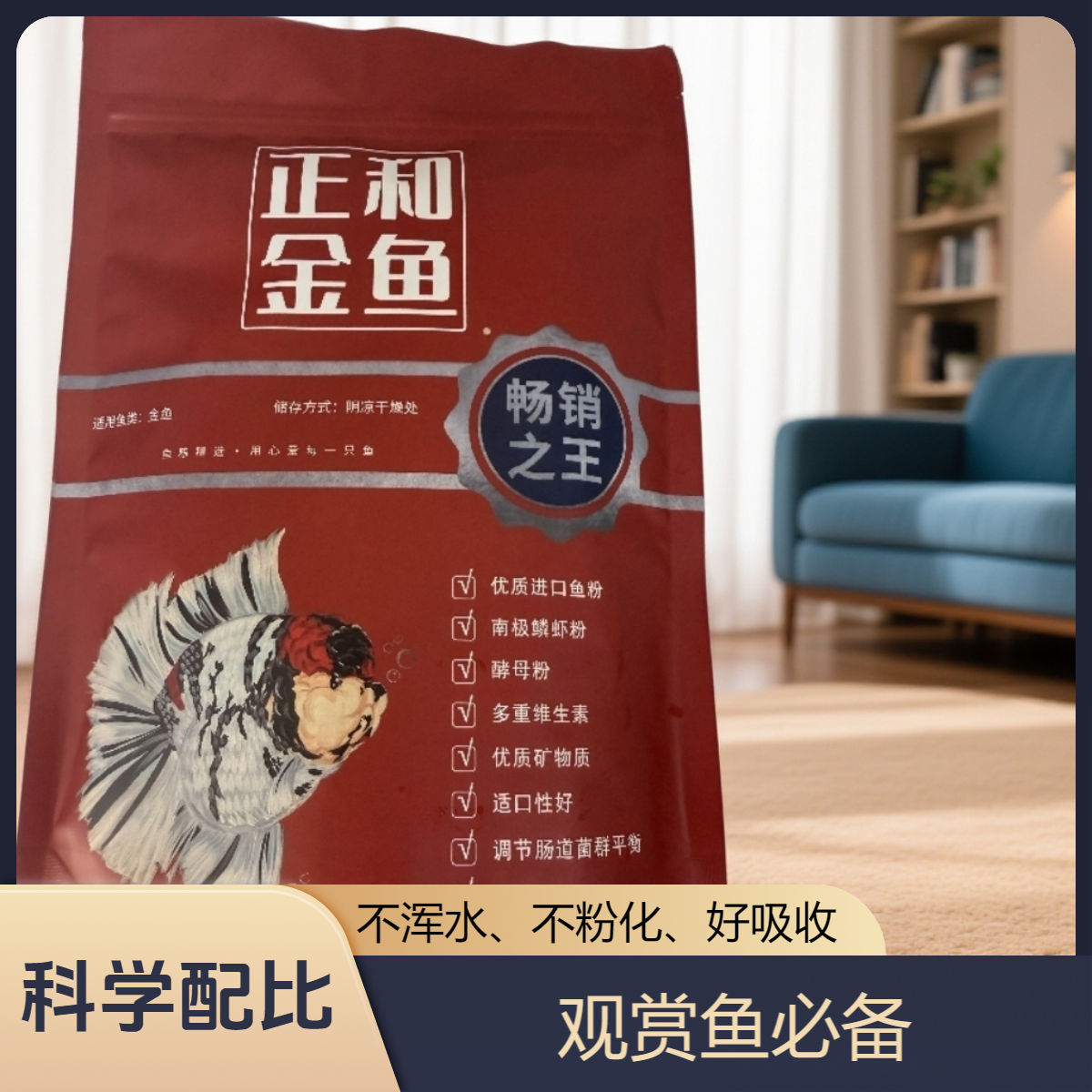 正和金鱼饲料缓沉式（52蛋白1.6毫米500G）