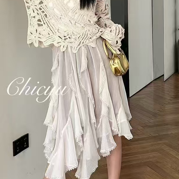 [南油Artee]真丝+醋酸不规则裙 