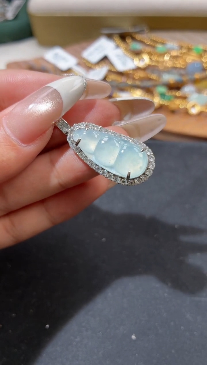 吊坠(不含链)银S925镶嵌翡翠吊坠