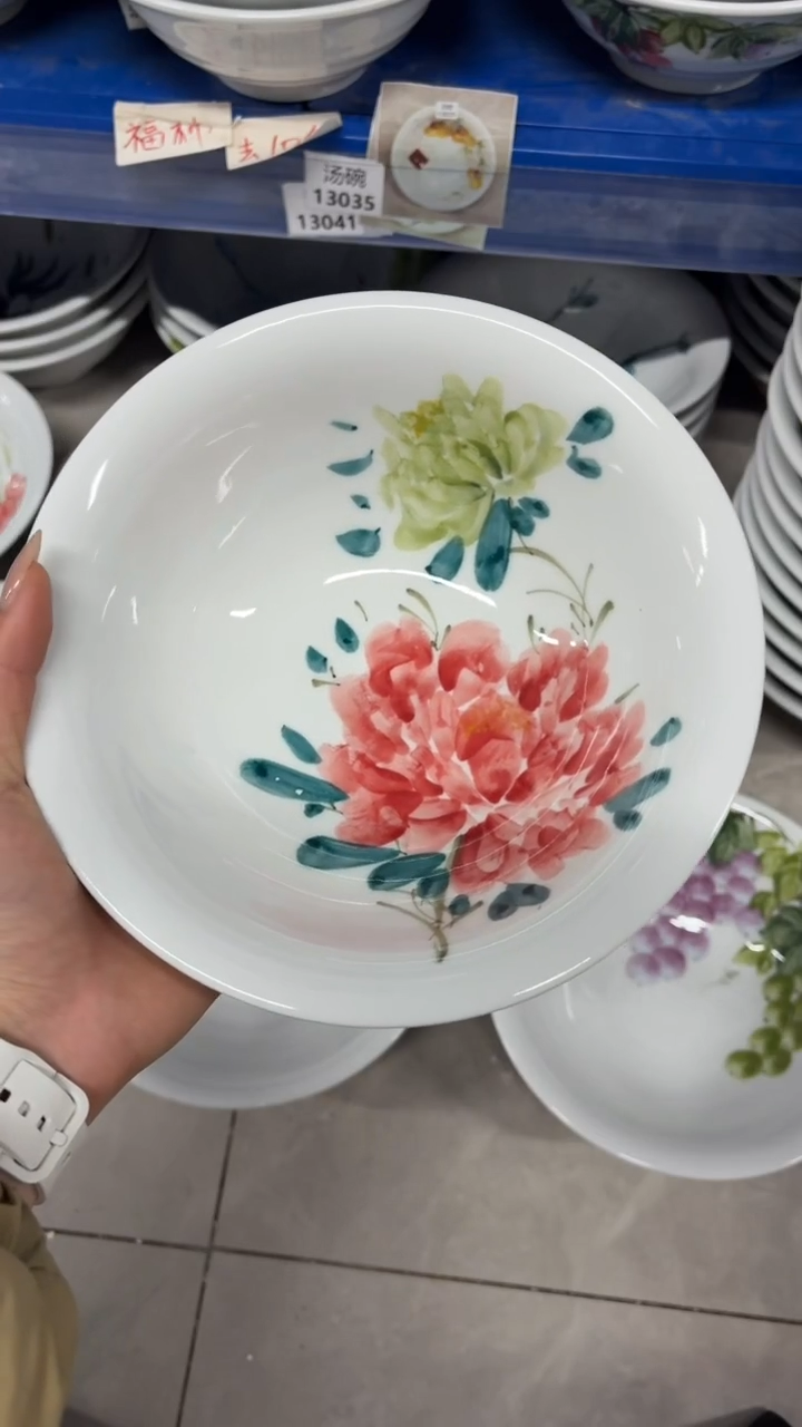 瓷片景德镇高温陶瓷食品级手绘釉中彩-大汤碗