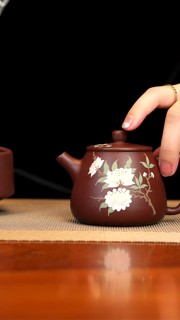 【闪购商品】紫砂茶壶宜兴紫砂紫朱泥高石瓢山茶花