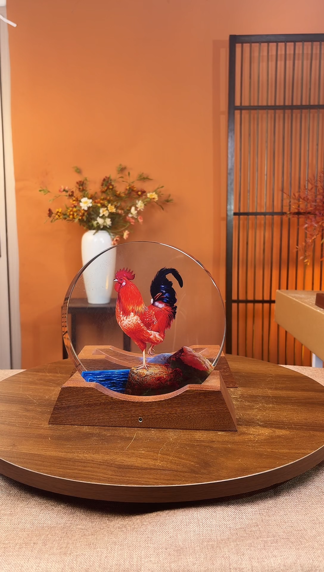 人造水晶圆形公鸡20/20/4加底座