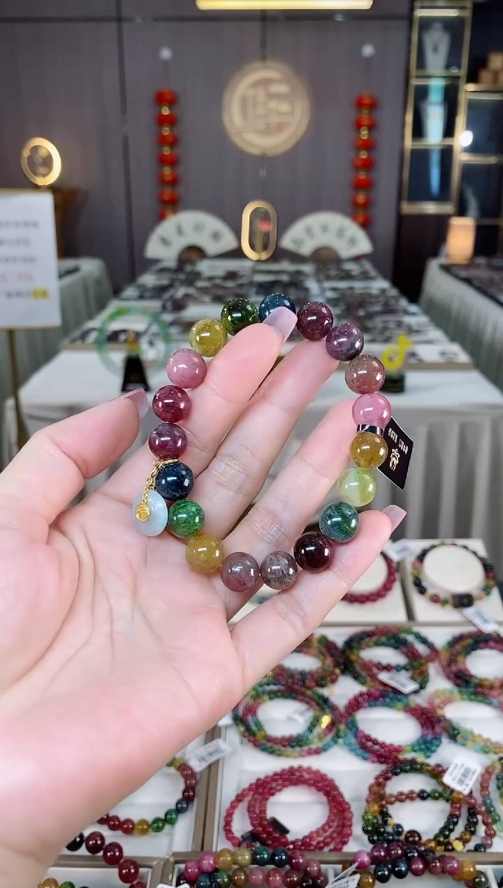 未镶嵌老矿碧玺彩虹单圈手串10mm+碧玺hon多样性发货一条