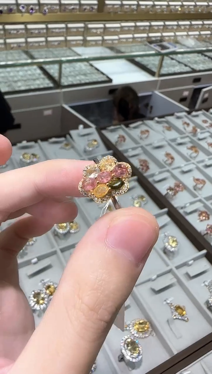【闪购商品】碧玺戒指银S925镶嵌3*5mm设计款