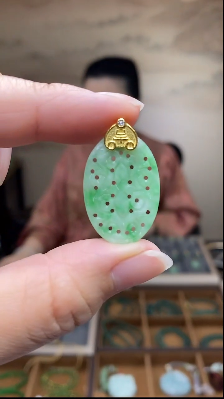 吊坠(不含链)银S925镶嵌翡翠G14341