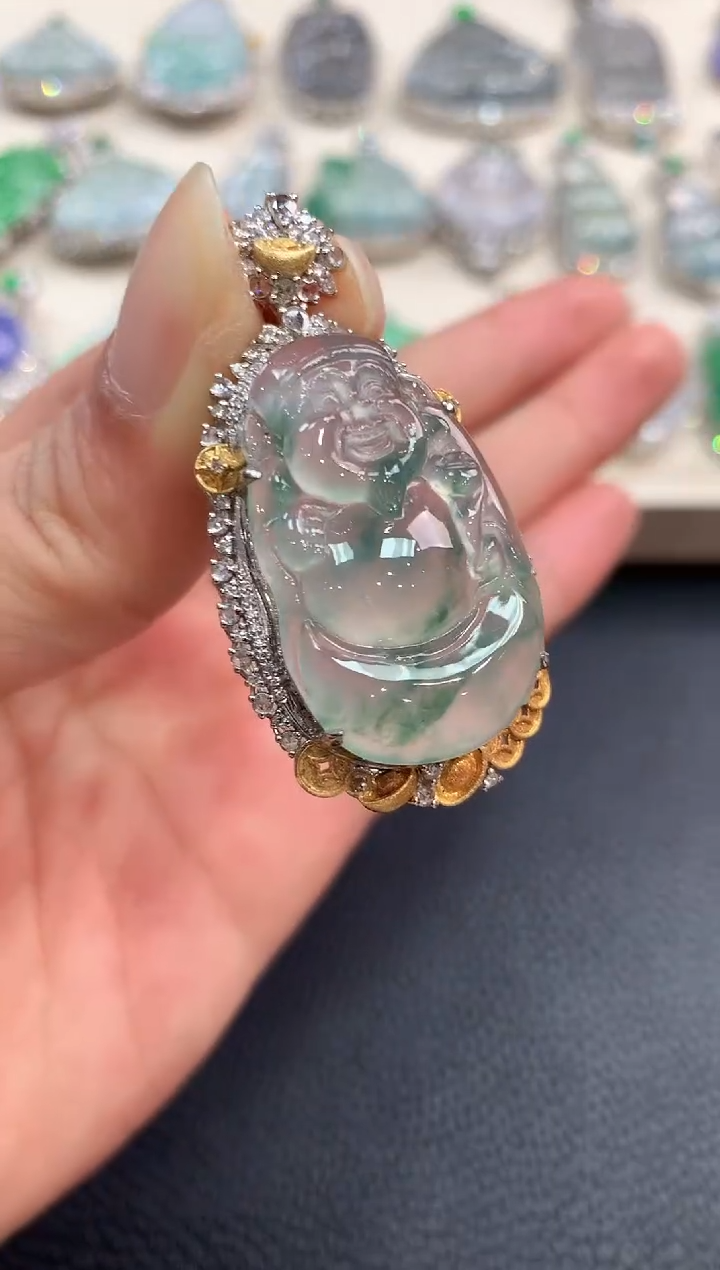 【闪购商品】翡翠吊坠(不含链)18K金镶嵌n58       