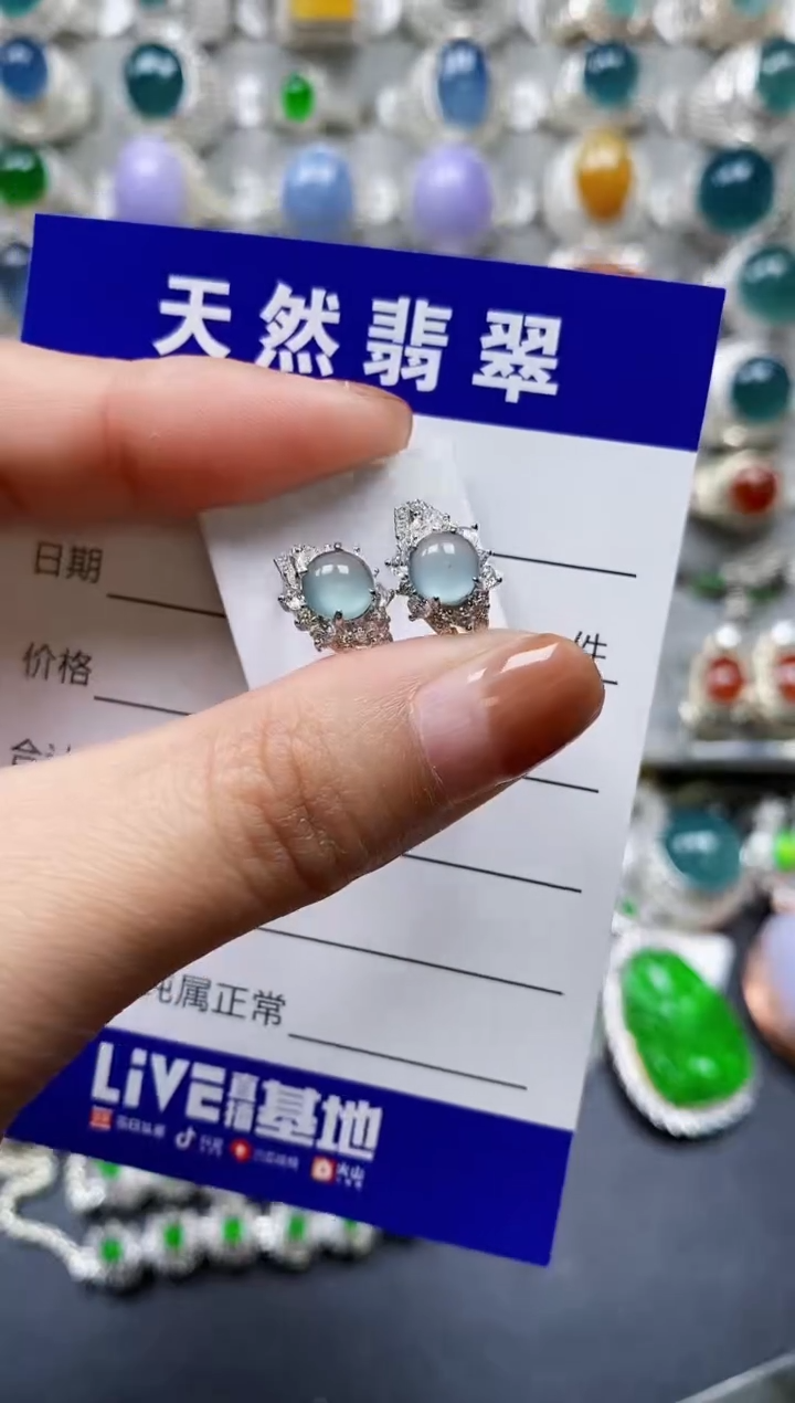【闪购商品】翡翠耳饰银S925镶嵌0071