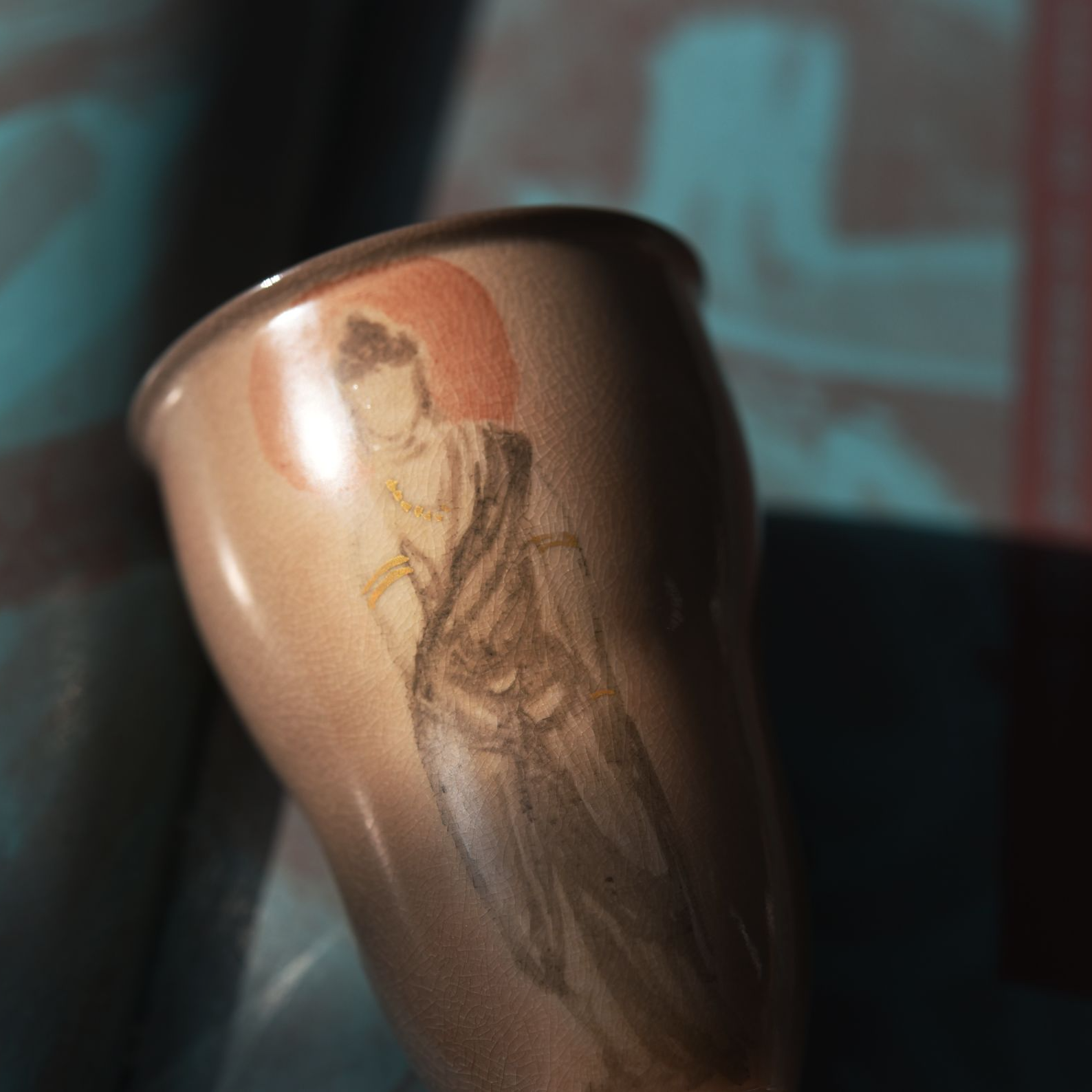 柴烧加彩无相佛系列茶杯微瑕