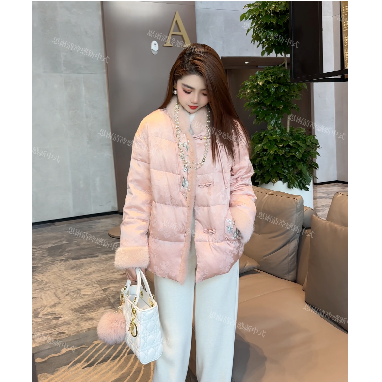 【春庭雪】冬季高端新中式年轻显瘦中长款加厚加棉外套5788