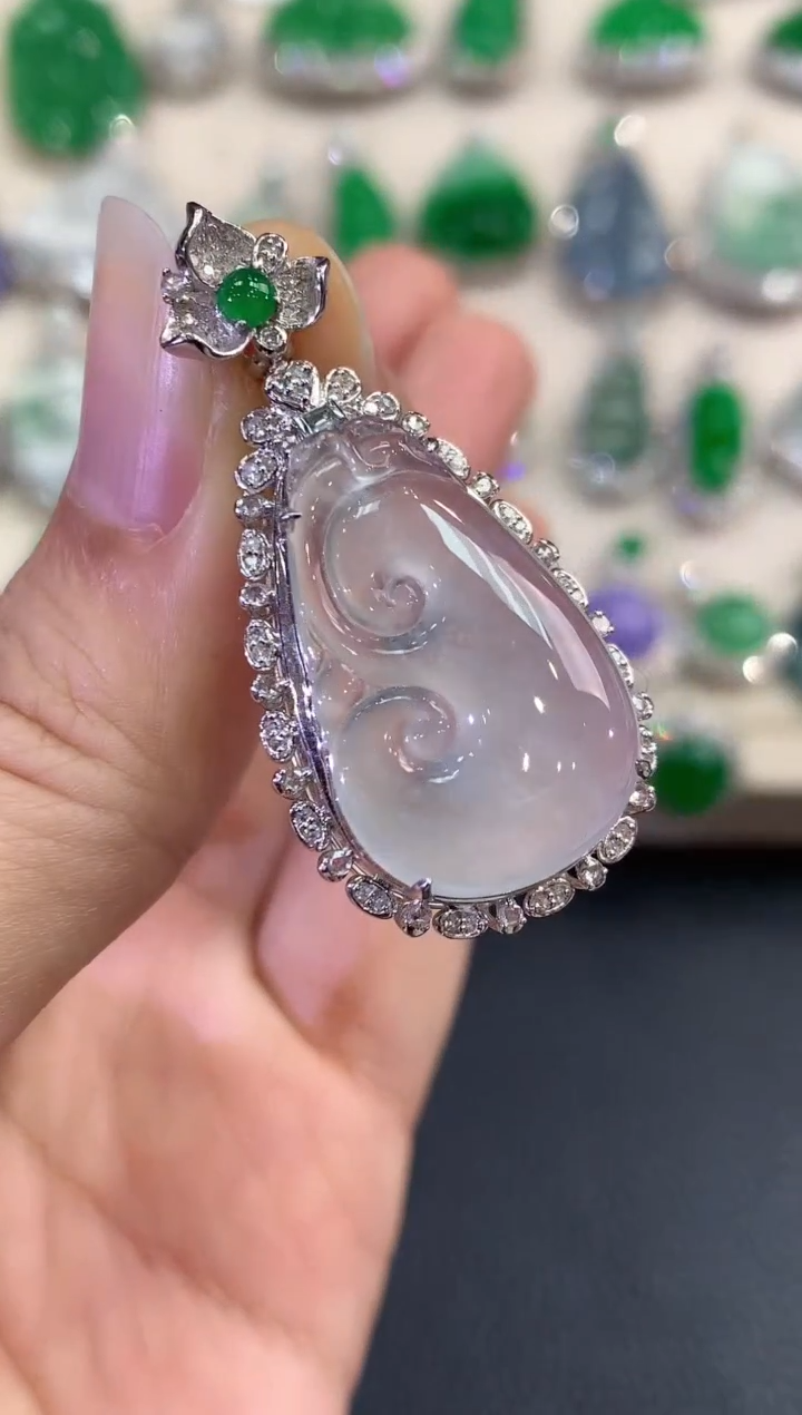 【闪购商品】翡翠吊坠(不含链)18K金镶嵌B125    