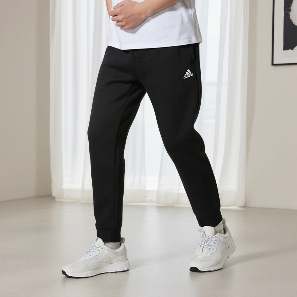 阿迪达斯加绒加厚针织长裤男女同款新款休闲裤运动锥形束脚裤