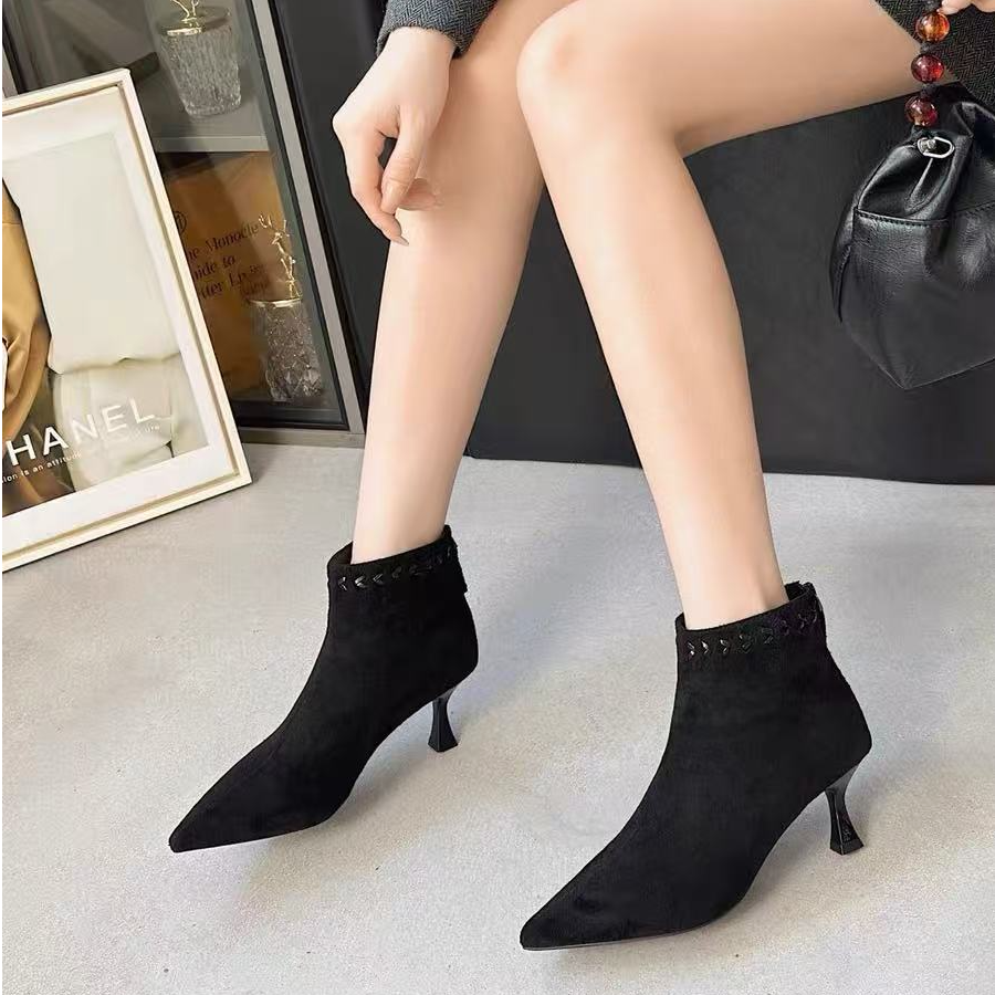 时装靴女新款复古显瘦套筒马丁靴短靴99-598（不加绒）