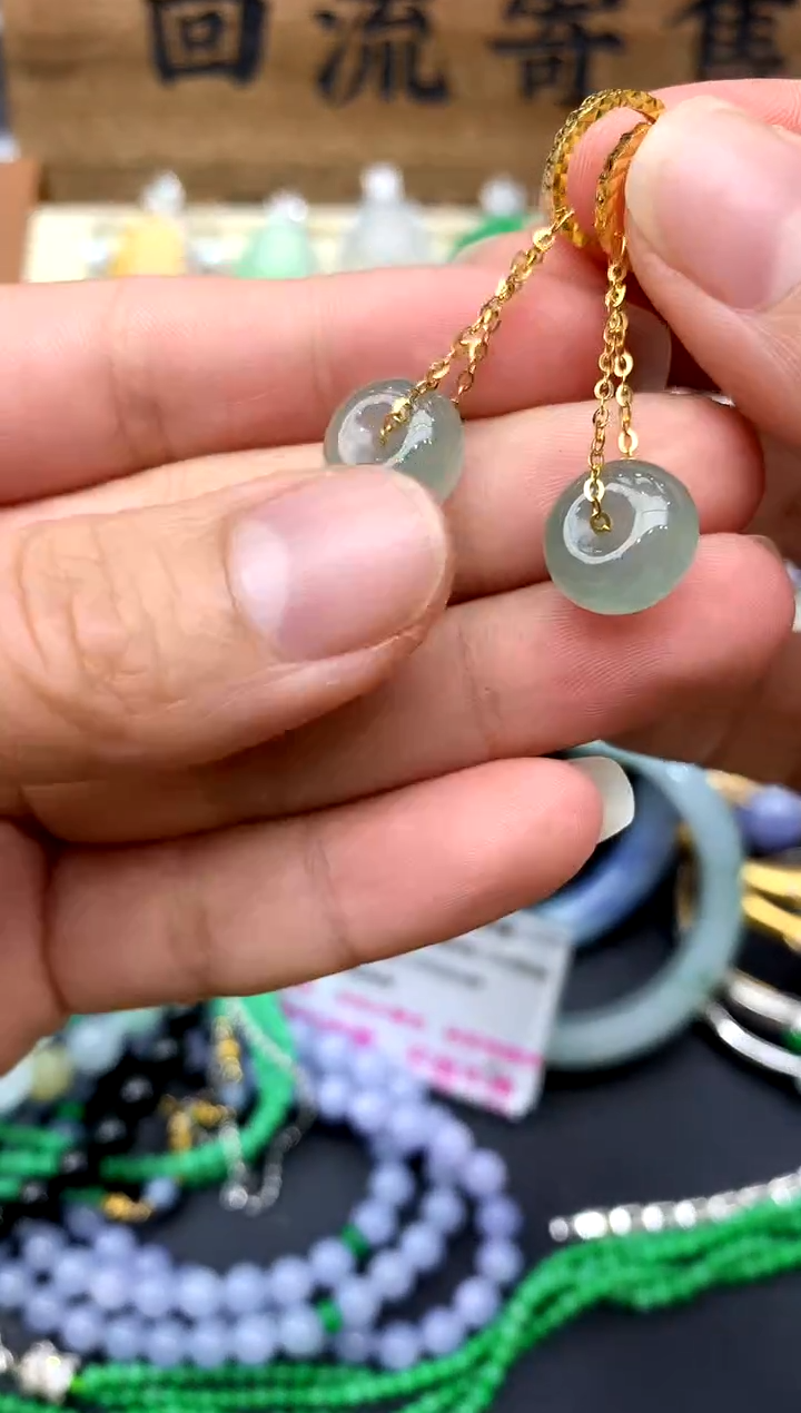 【闪购商品】翡翠耳饰18K金镶嵌213-中国好珍宝