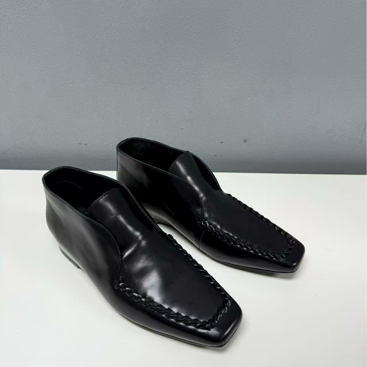 2025年秋冬新款胎牛皮内增高底秋季方头乐福鞋低跟皮鞋沙丘废土风