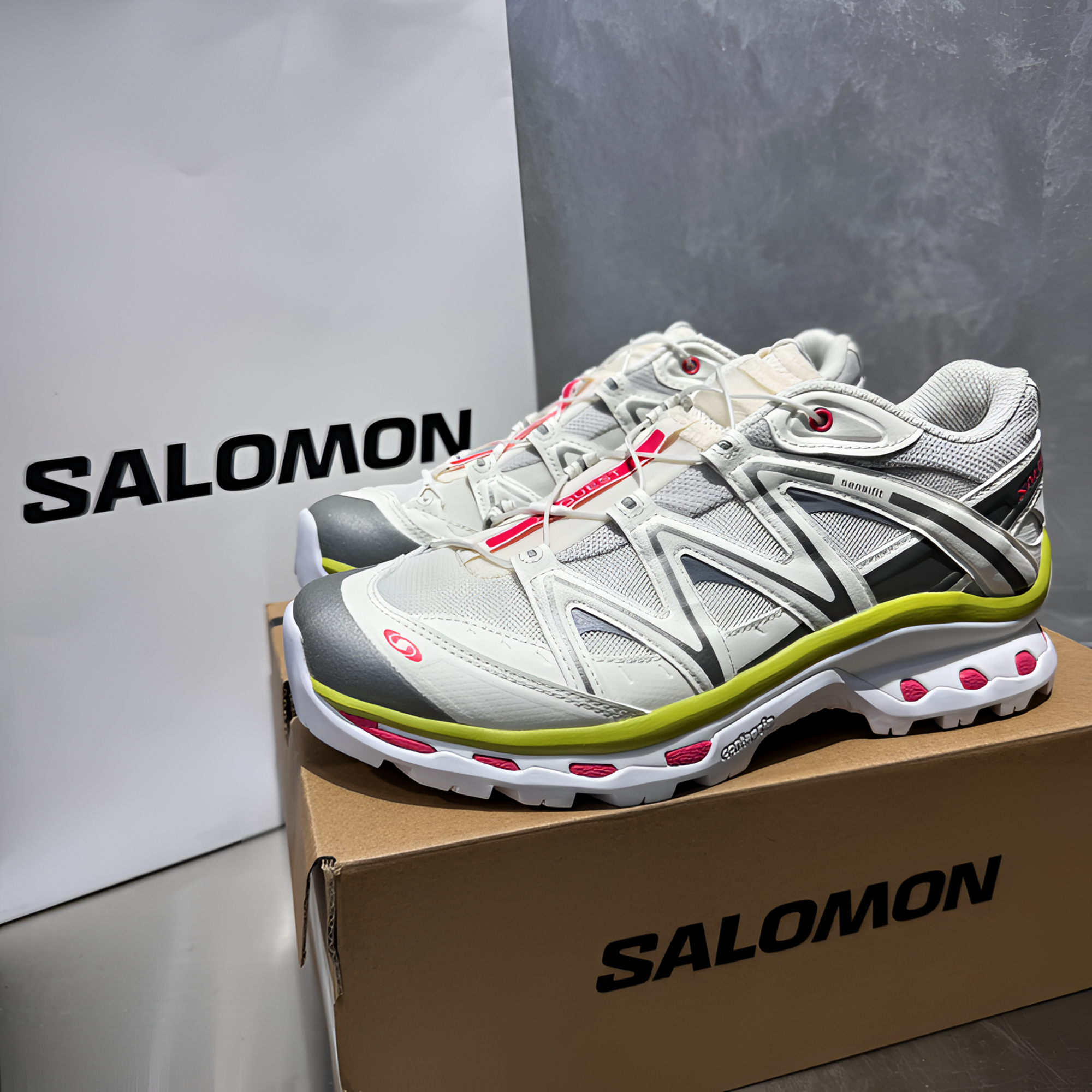 SALOMON萨洛蒙XT-Quest鲨鱼灰黄绿潮鞋低帮运动户外跑步鞋 478851