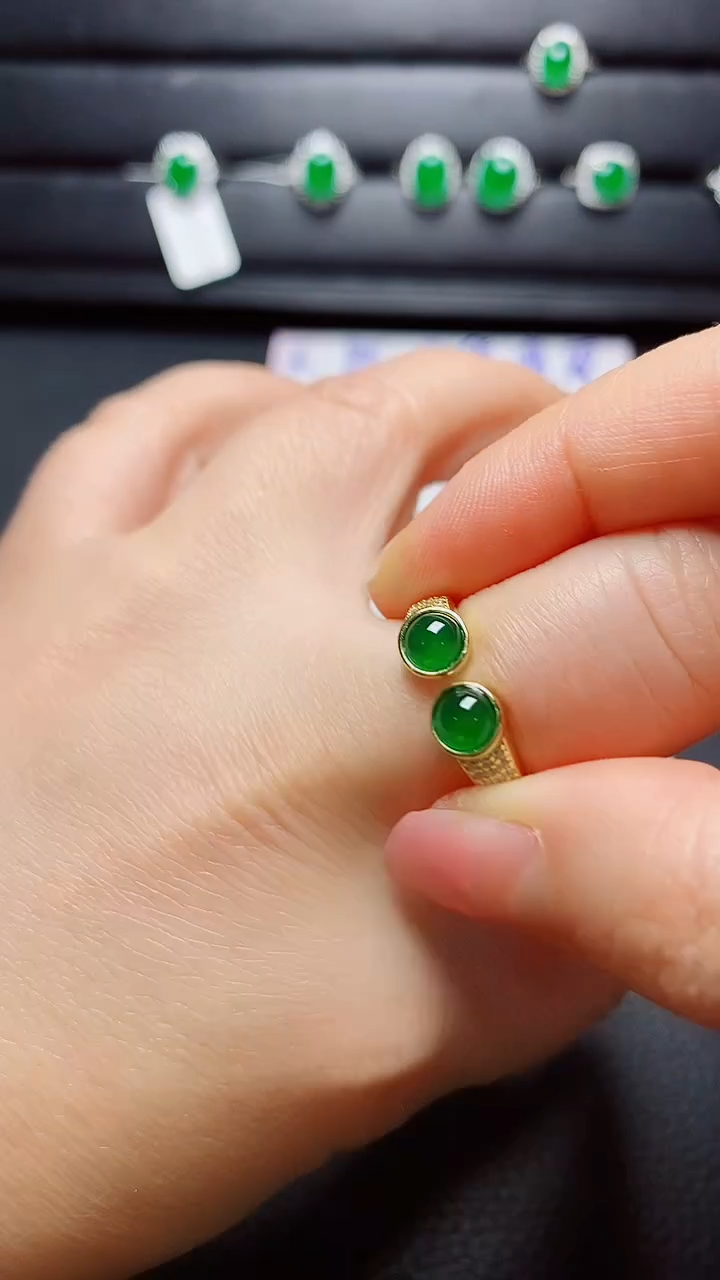 银S925镶嵌戒指翡翠   天然翡翠A货s925银镶