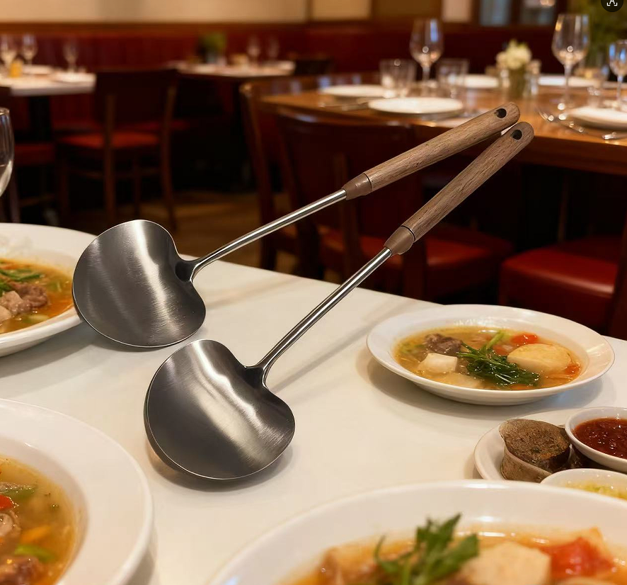 胡桃木蘑菇铲不锈钢长柄带硅胶挂炒菜家用厨房耐高温防烫加厚锅铲