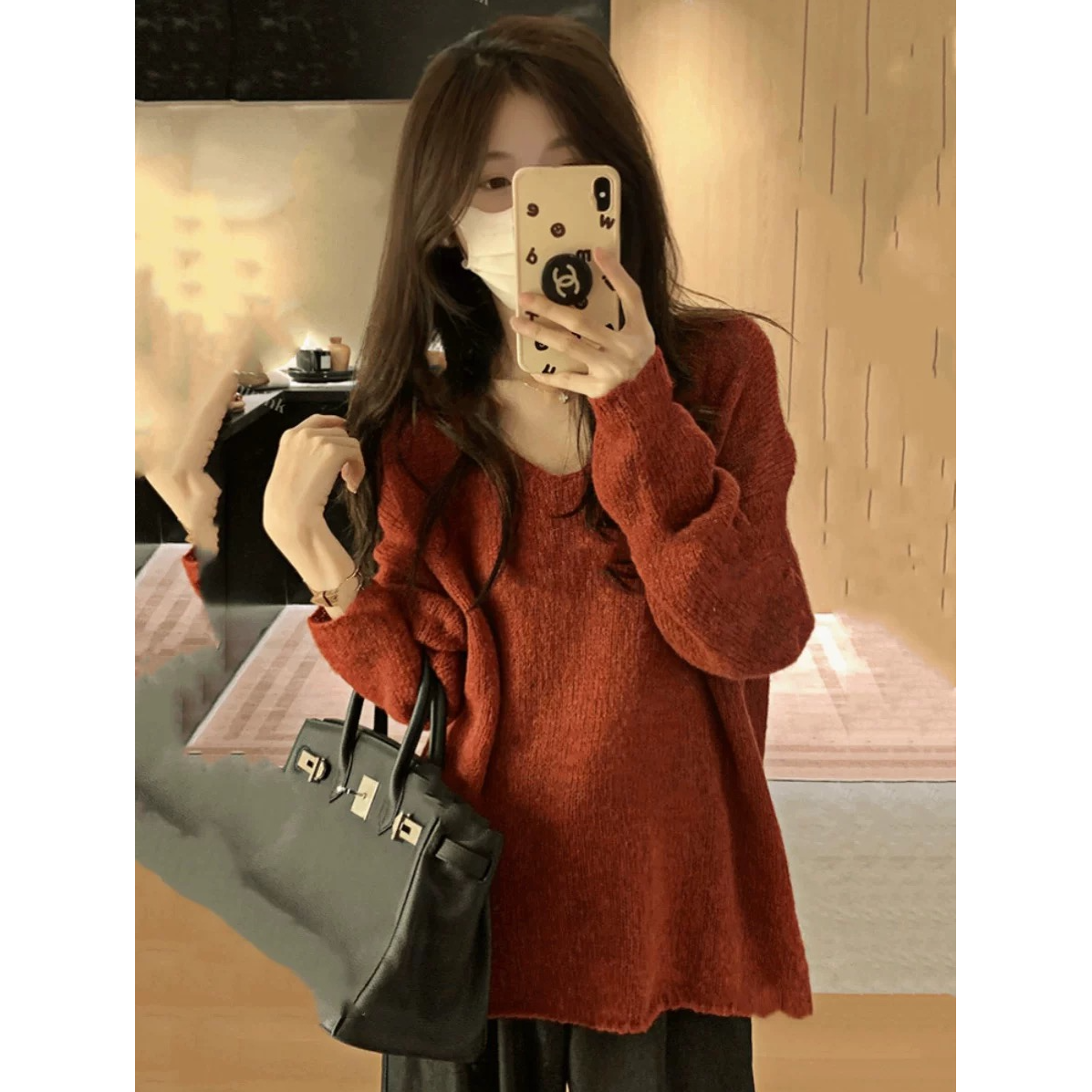 E5PB6052#镂空上衣女秋季宽松慵懒毛衣针织衫薄款罩衫上衣