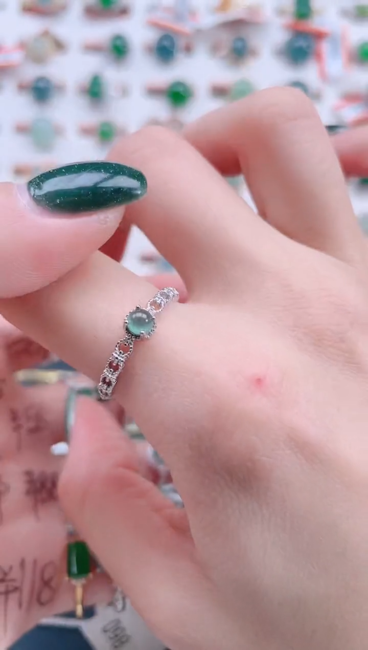 银S925镶嵌戒指翡翠天然翡翠