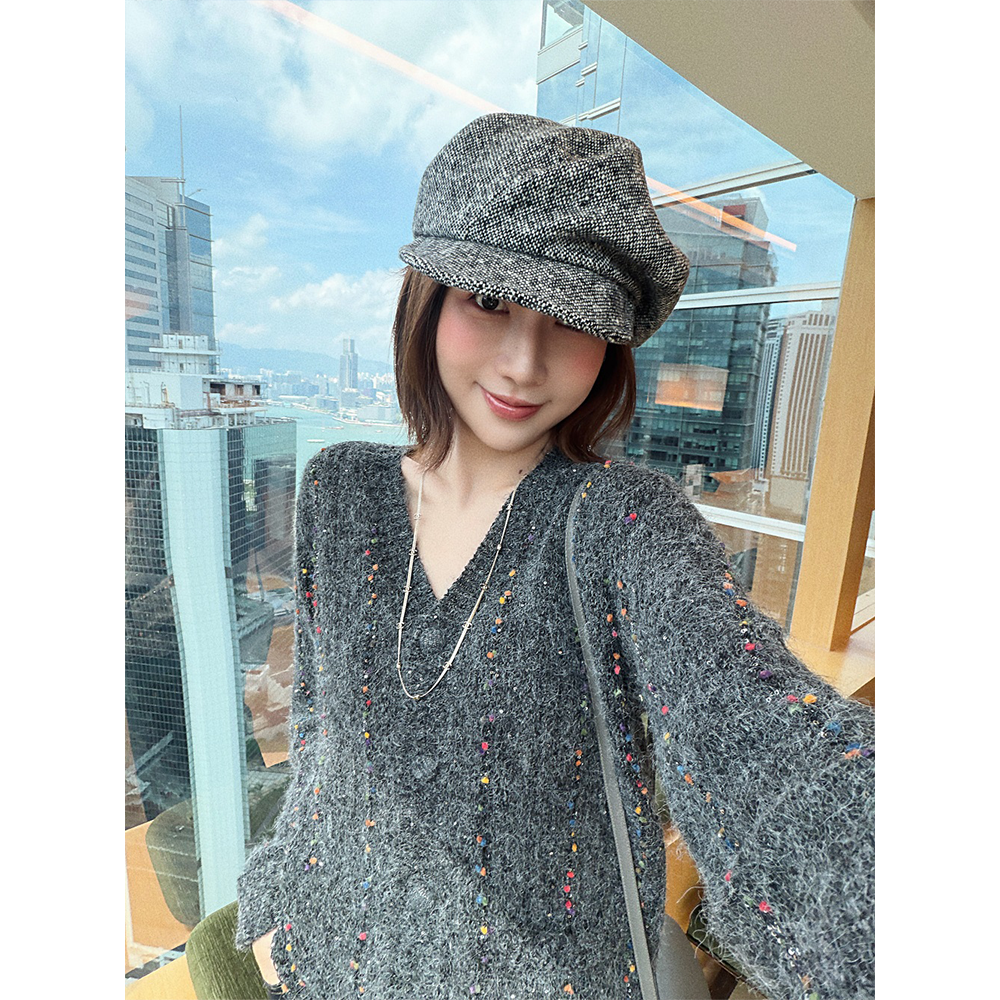 【唐悠悠】350g彩点豆豆花纱针织毛衣开衫