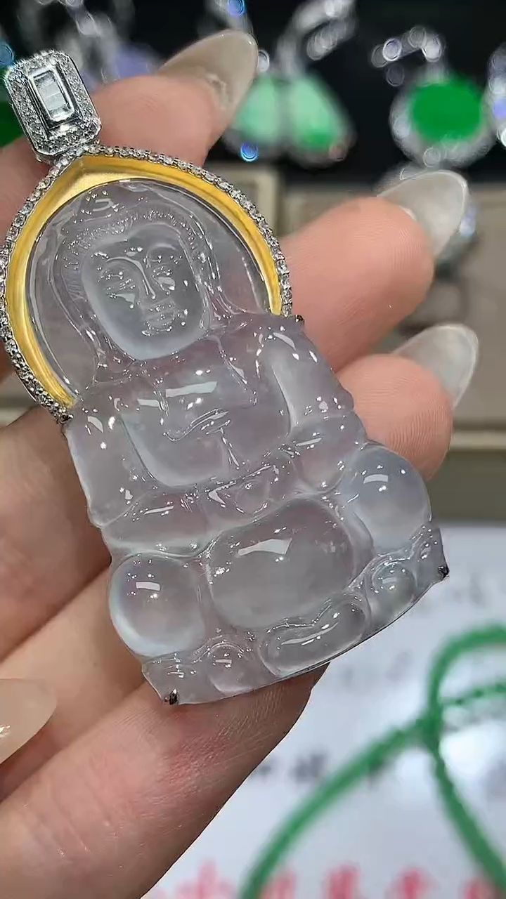 【闪购商品】翡翠吊坠(不含链)18K金镶嵌36团购