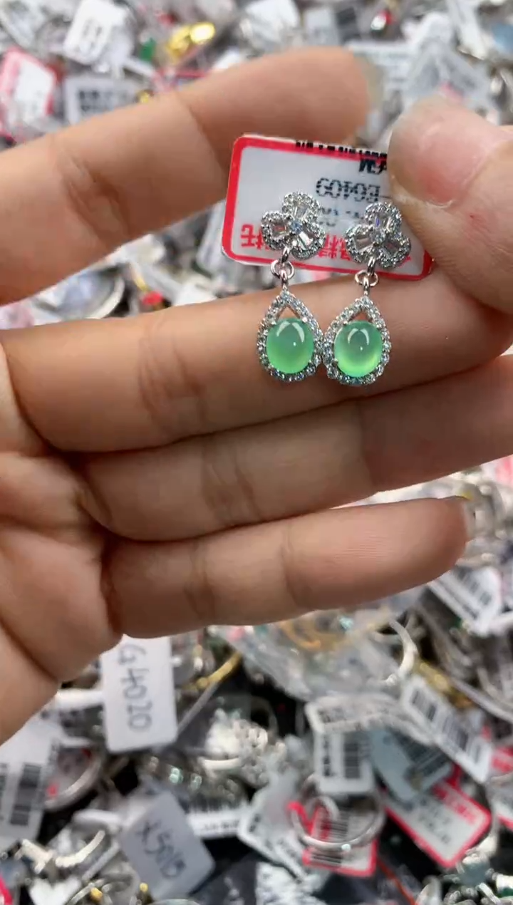 银S925镶嵌戒指翡翠999---6