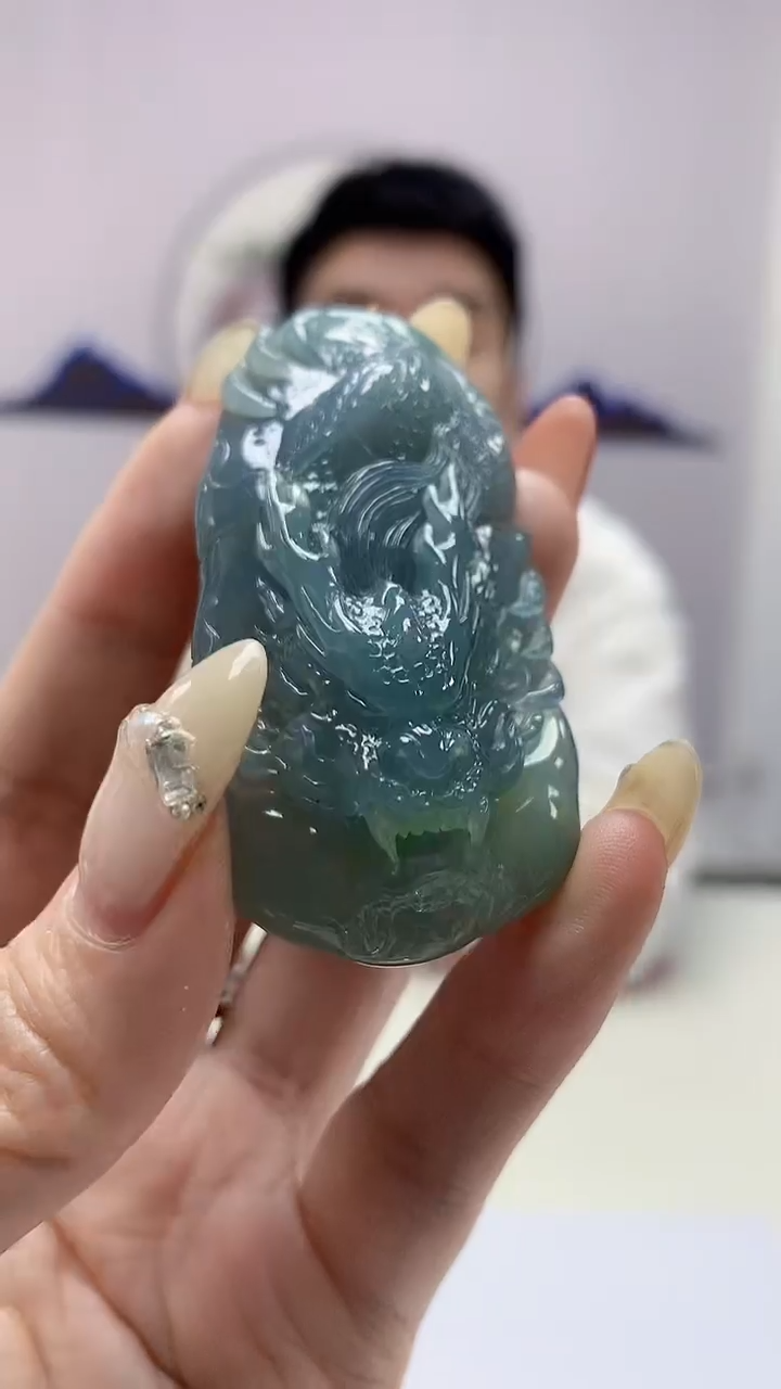 【闪购商品】定制翡翠未镶嵌5028DD-毛货挂件龙牌150