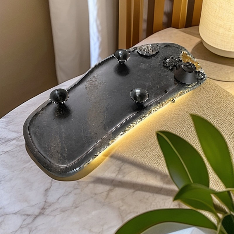 高端天然石手工古风雕刻茶桌石茶盘整块岩石酒店别墅家用办公用