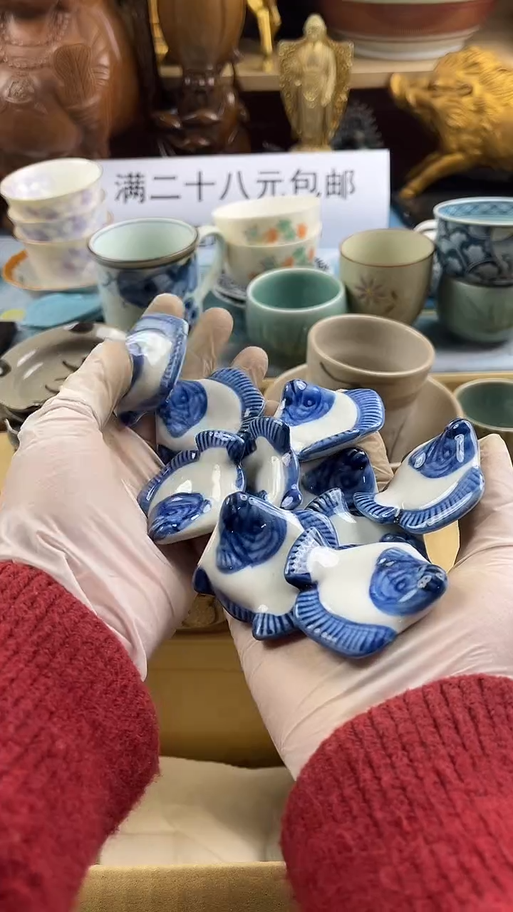 瓷片桃**酱英歌瓷器满28包邮