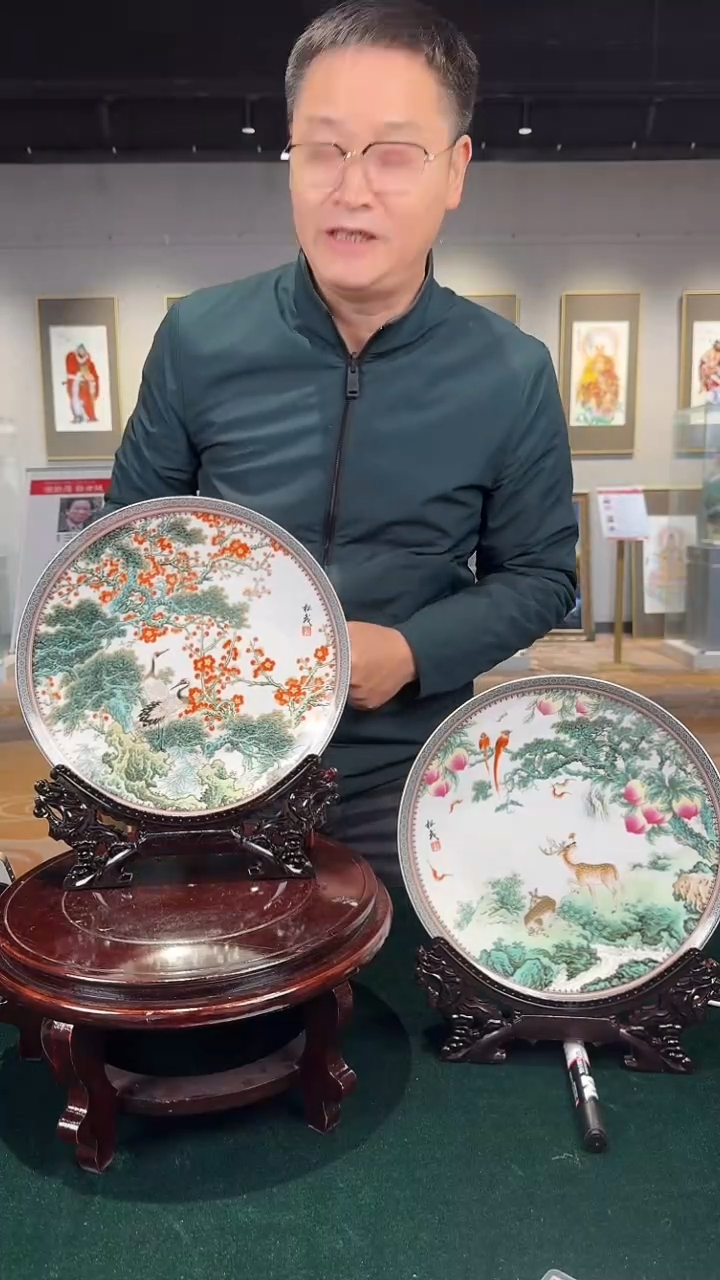 摆件陶赏盘--一对景德镇陶瓷景德镇陶瓷