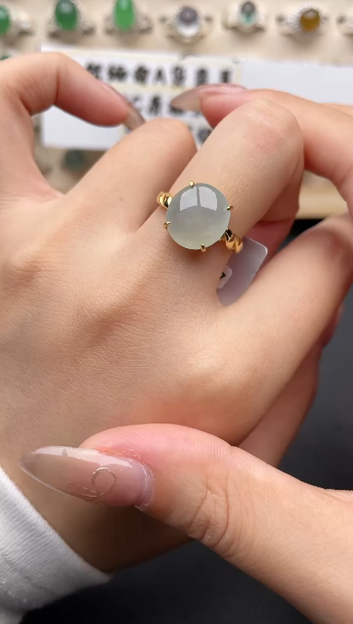 【闪购商品】翡翠戒指银S925镶嵌一物一证一礼盒