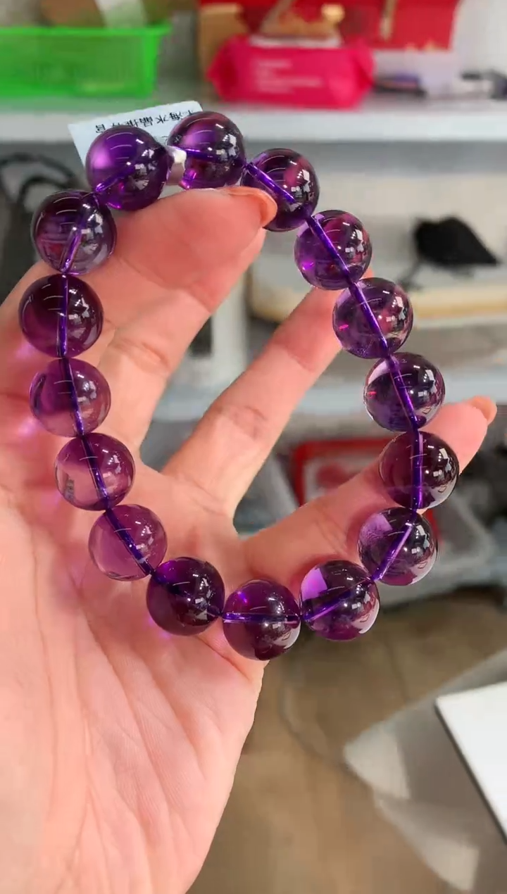 【闪购商品】水晶手链未镶嵌12.8-13mm巴西紫晶手链