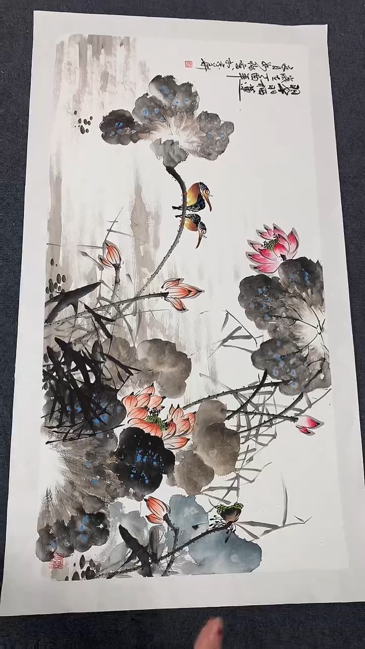 横款精品四尺荷花，