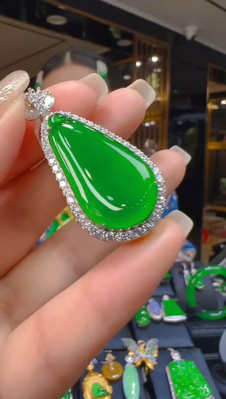 吊坠(赠链)银S925镶嵌翡翠031（多样性发其一）