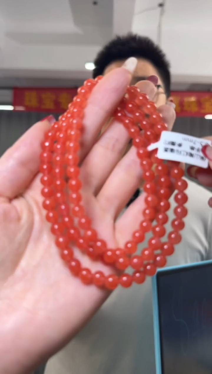 【闪购商品】南红玛瑙手串未镶嵌圆珠手串多圈约6.5-7mm