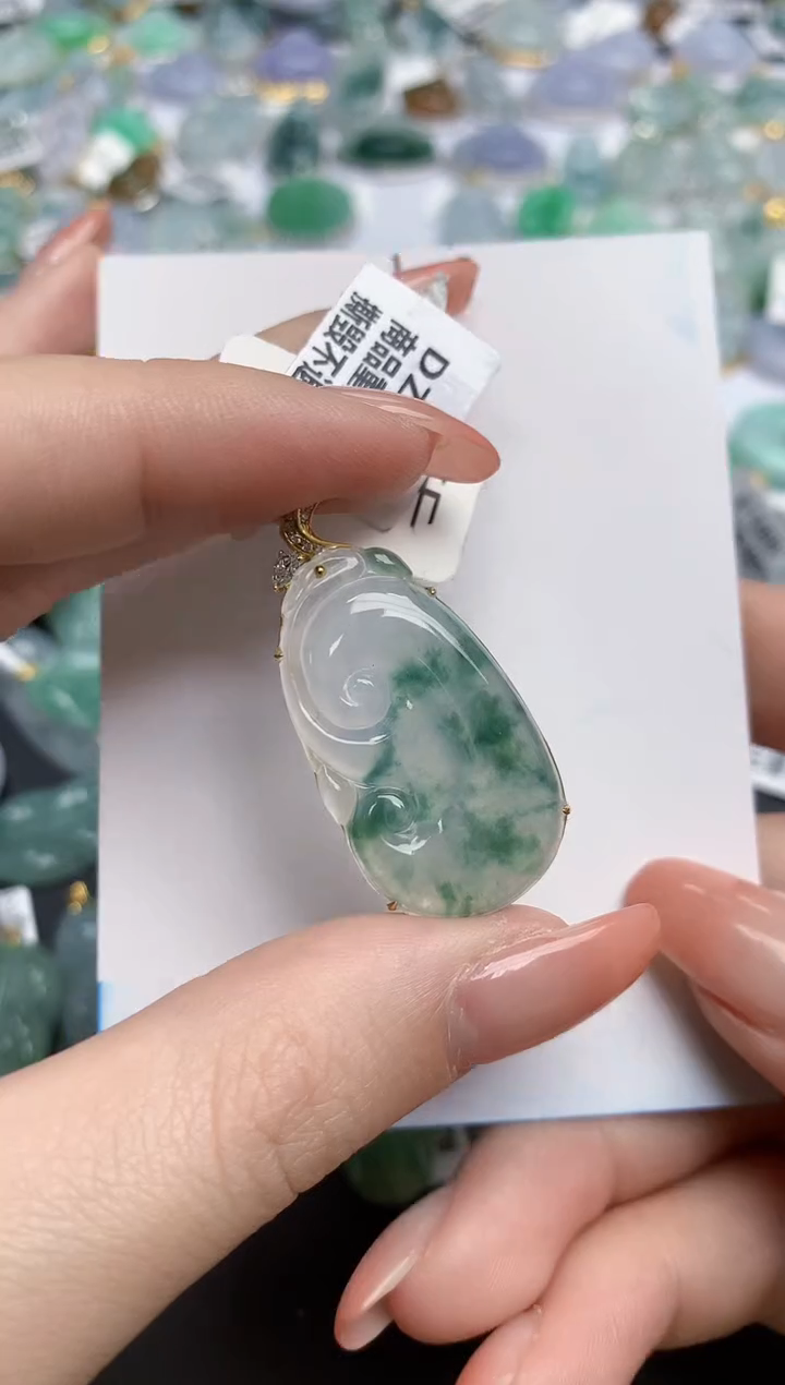 【闪购商品】翡翠颈饰18K金镶嵌天然缅甸翡翠A货