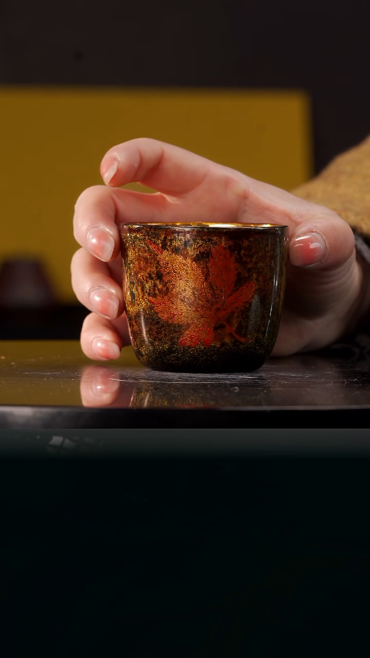 【闪购商品】大漆玻璃金杯枫叶@@D00060