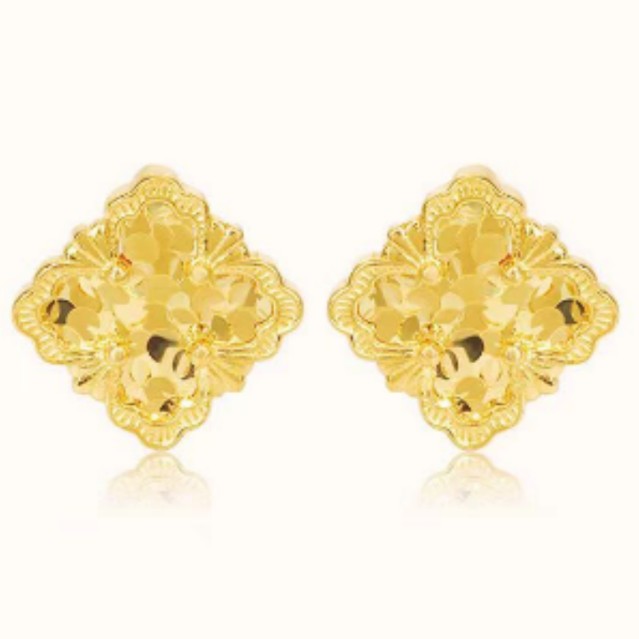 合金耳饰 925银针 碎晶晶四叶耳钉女轻奢百搭耳饰 ZF-A911