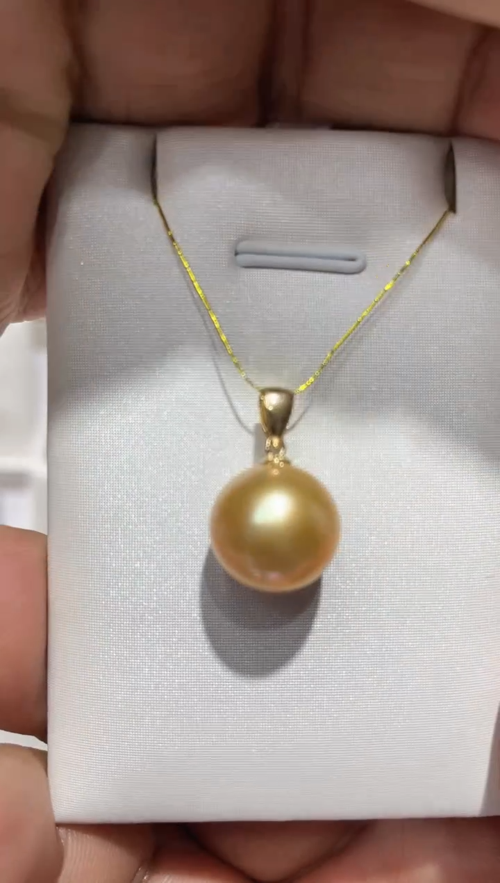 【闪购商品】海水珍珠颈饰18K金镶嵌12-13海水金珠吊坠
