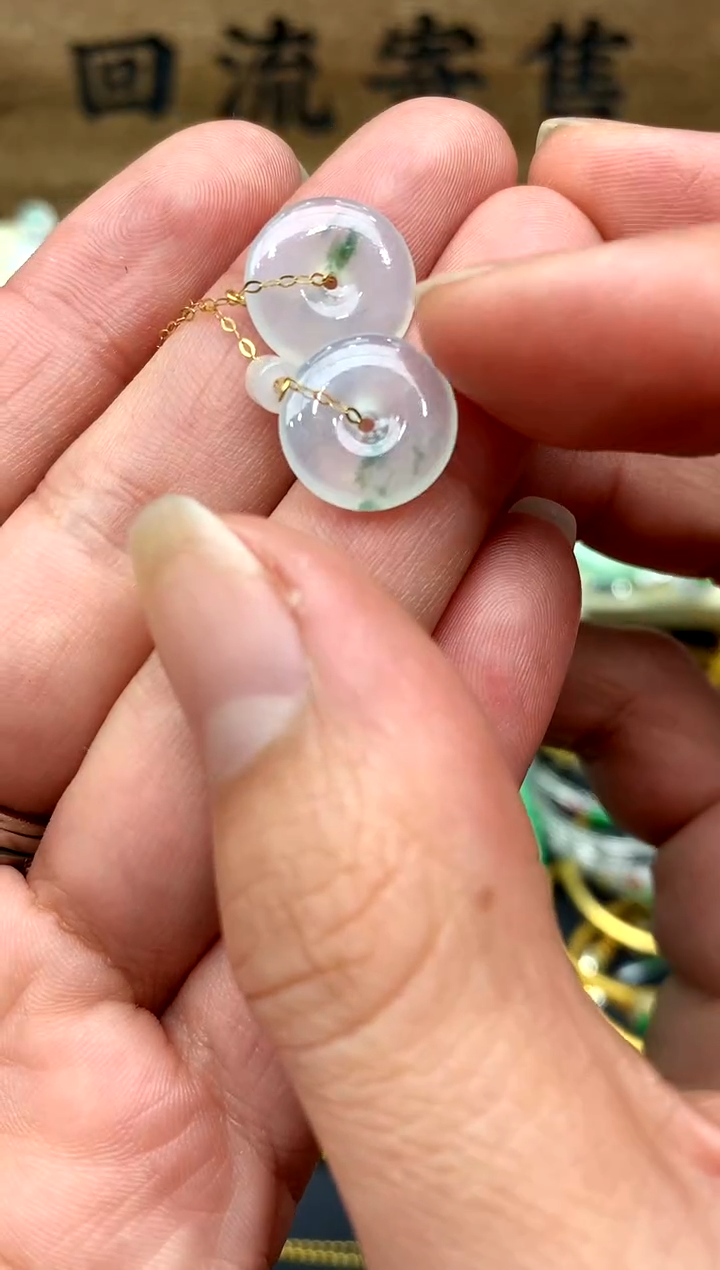 【闪购商品】翡翠耳饰18K金镶嵌37-中国好珍宝