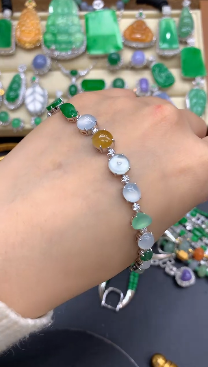 【闪购商品】翡翠手串18K金镶嵌646-中国好珍宝